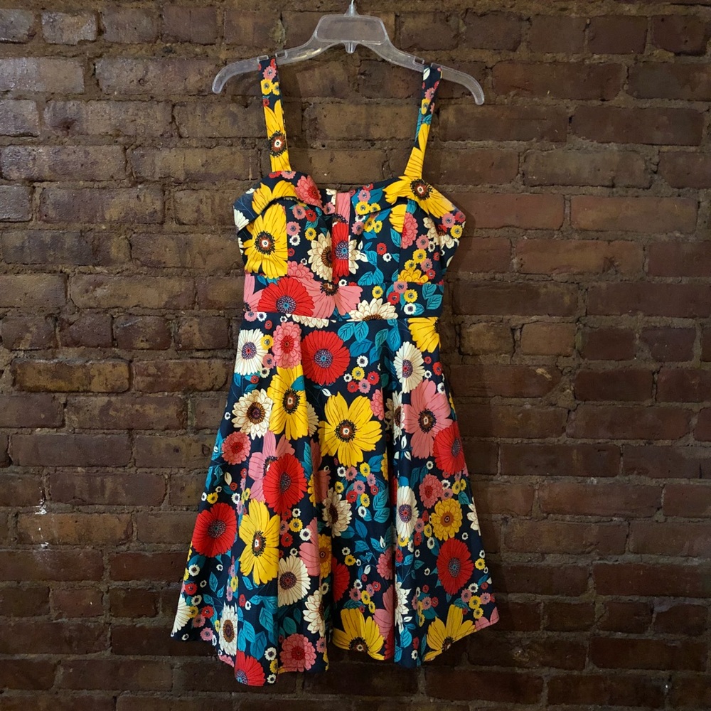 Floral structured babydoll dress